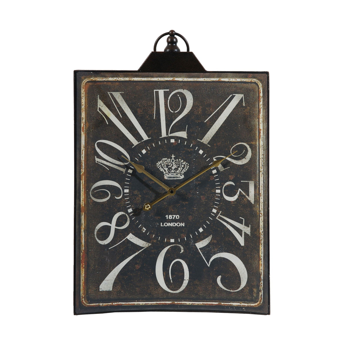 Large Vintage Rectangular Wall Clock with Numerals - White / Black, photo 3 of 6
