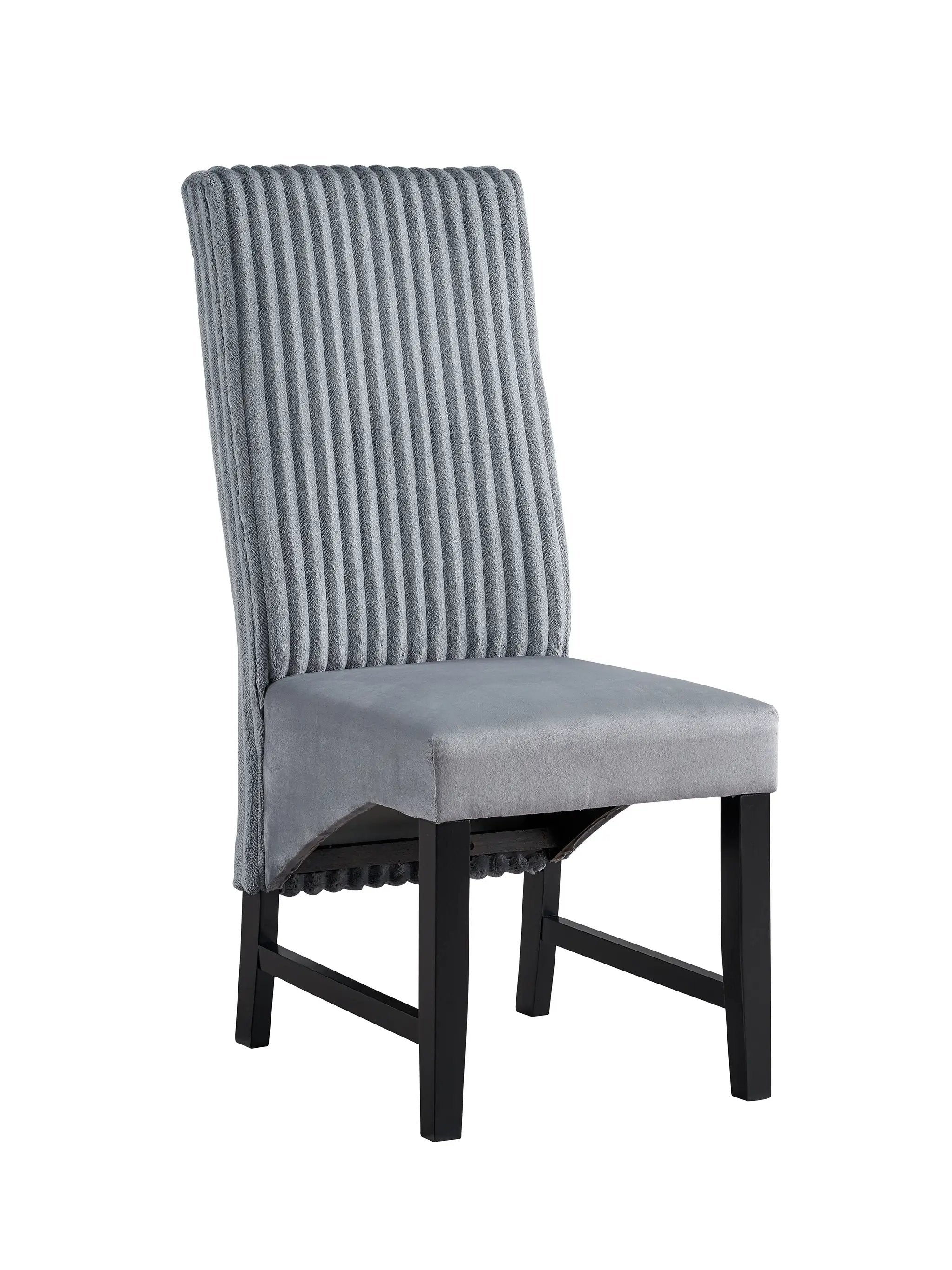 Kini - Corduroy Side Chair (Set of 2) - Black / Gray by Unique Piece Furniture