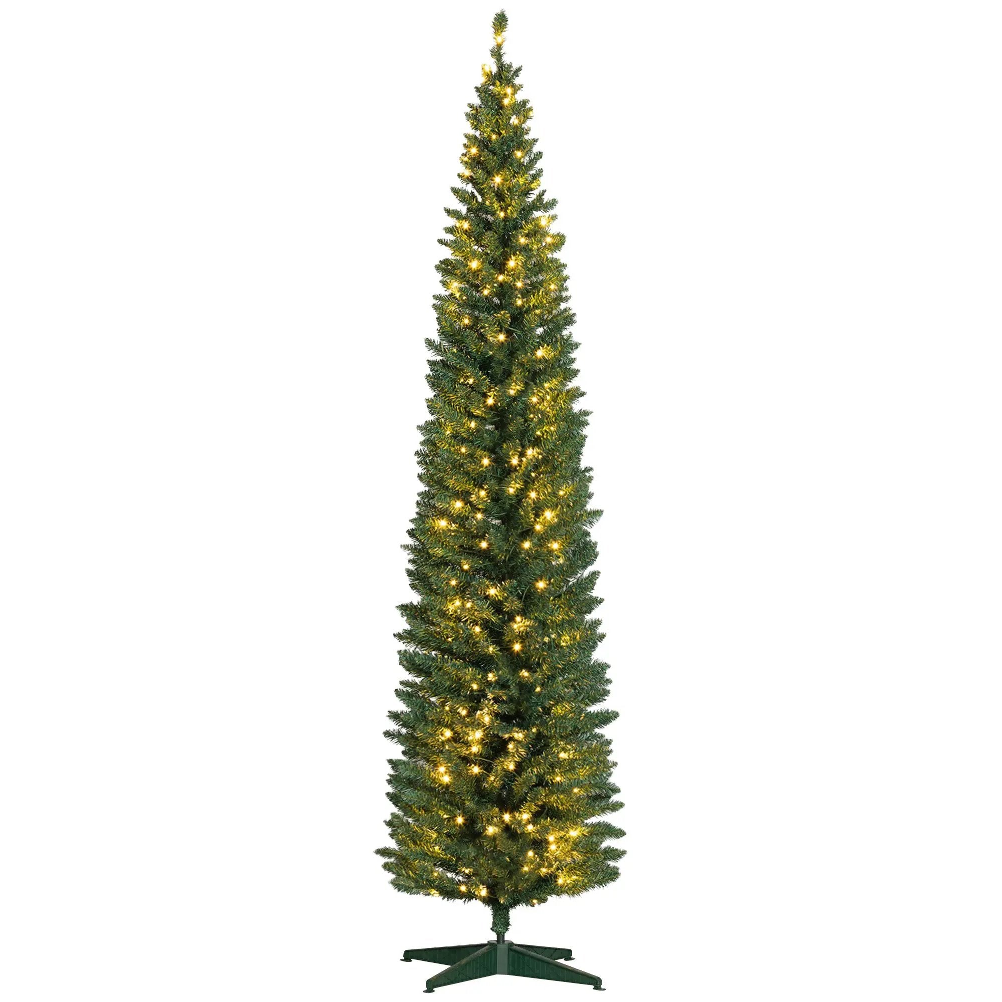 HOMCOM 8' Tall Pre-Lit Slim Noble Fir Artificial Christmas Tree by HouseOfZazla