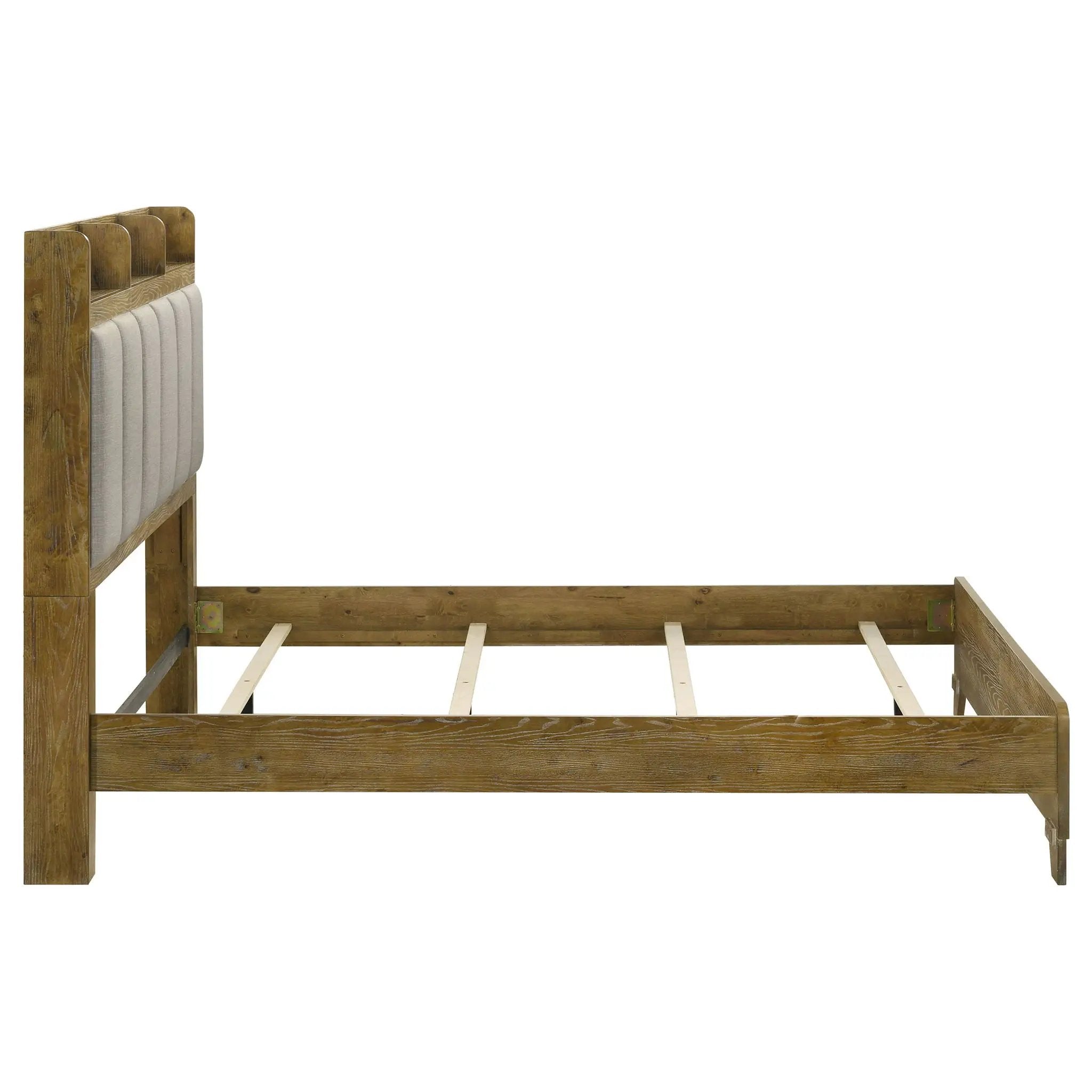 Henderson 57-inch Queen Bookcase Panel Bed Medium Oak by Unique Piece Furniture