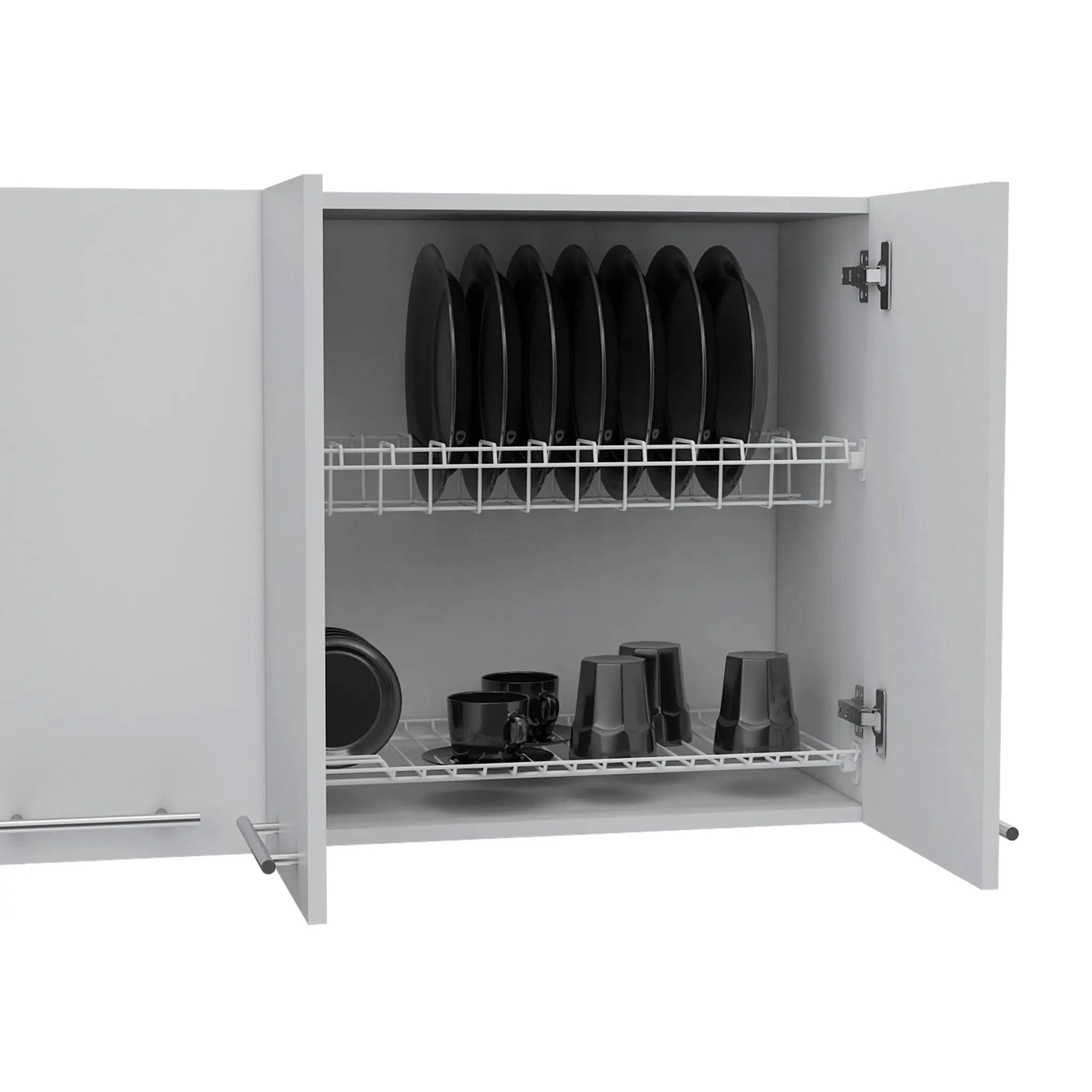 Wall Cabinet Four Doors, With Two Internal Shelves And Internal Plate And Glass Organizer - White by HouseOfZazla