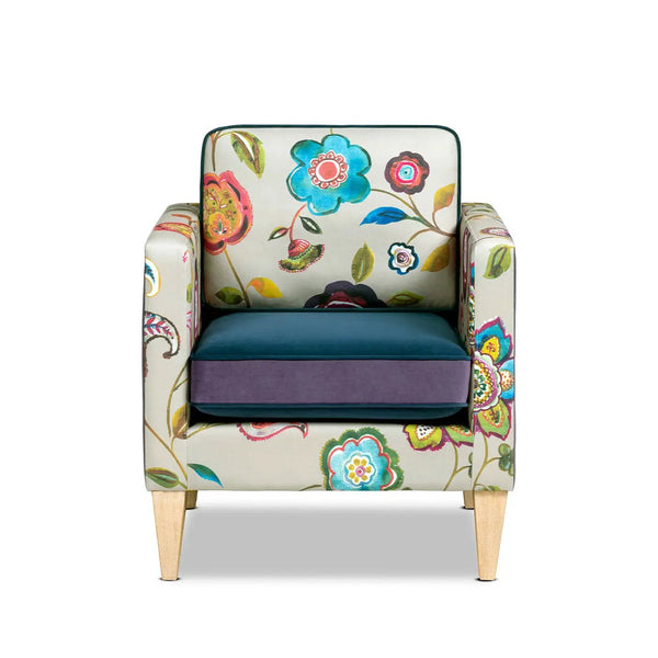 Mamba - Patchwork Accent Chair - Teal Blue Purple / Multicolored Floral, photo 2 of 7