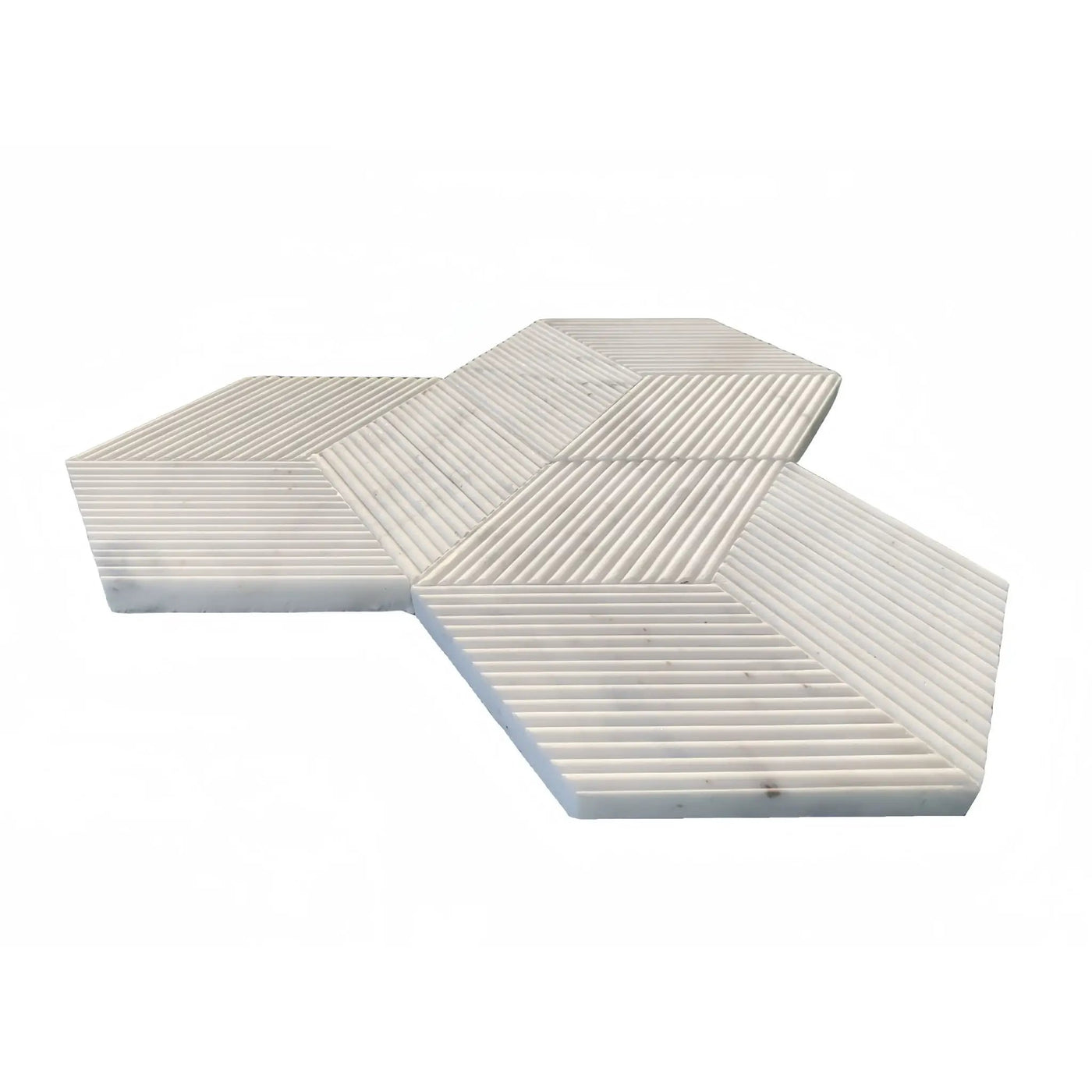 Hexagon Natural Stone Marble Tile, 3D Fluted (Set of 12) by HouseOfZazla