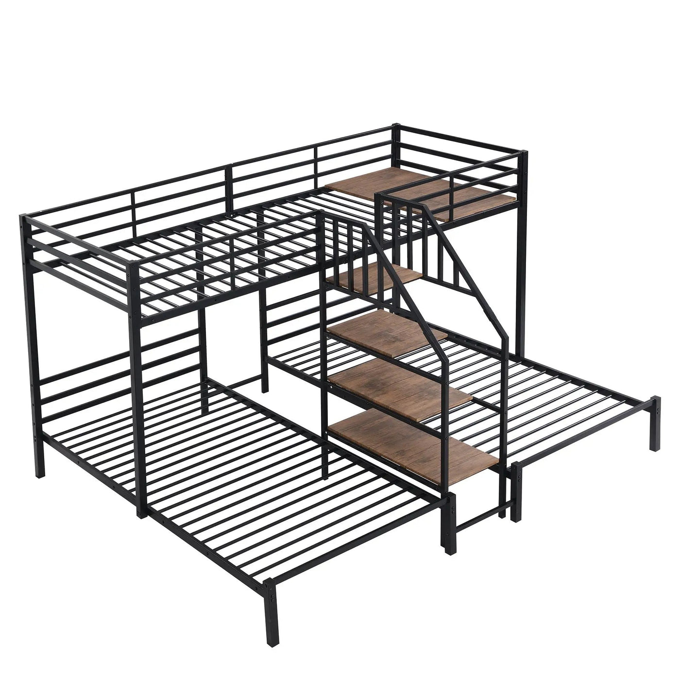 Metal Bunk Bed With Storage Shelves Staircase by Unique Piece Furniture