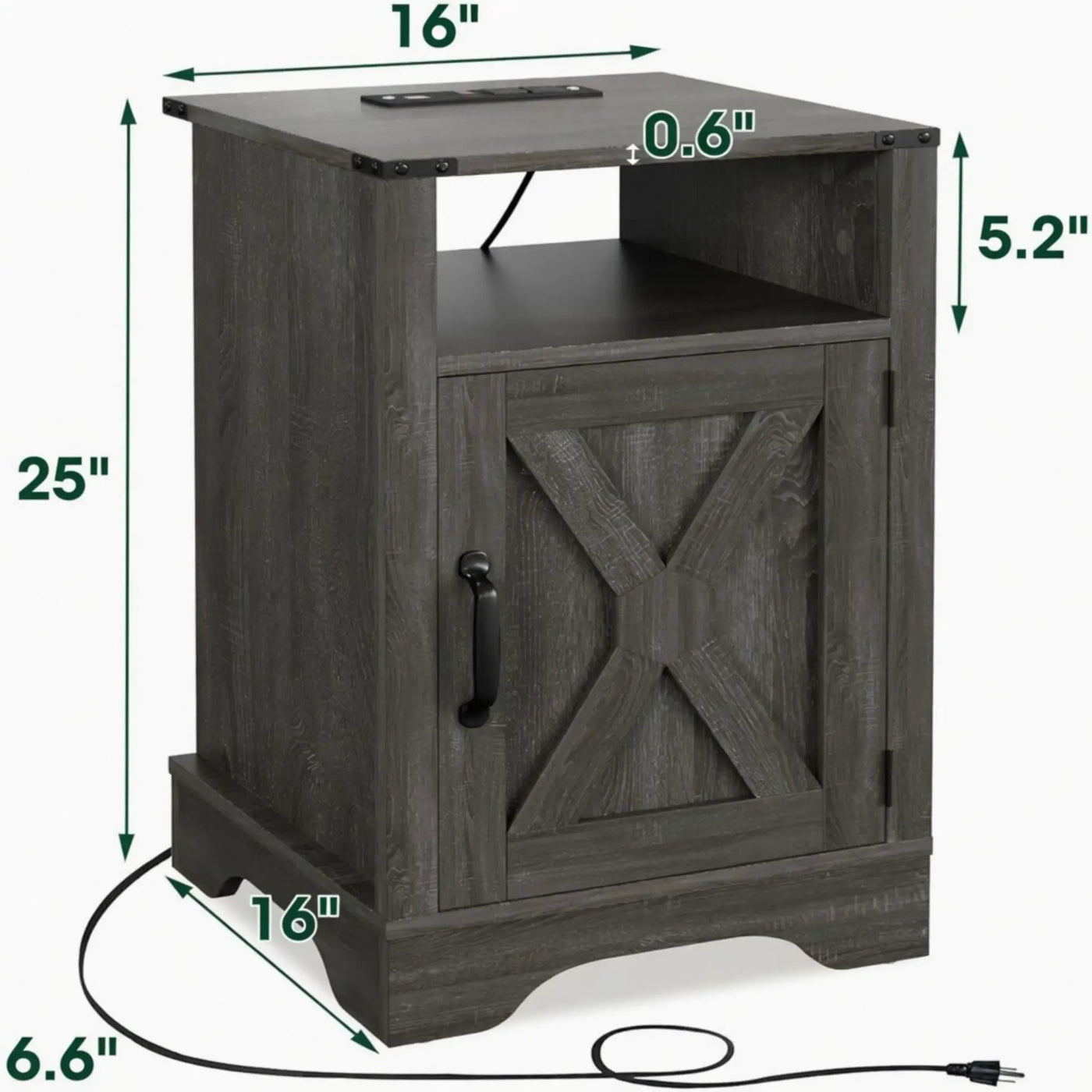 Farmhouse Nightstand, Charging Station & Storage by HouseOfZazla