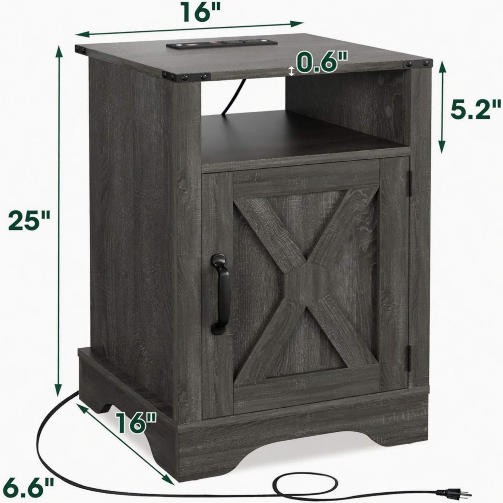 Farmhouse Nightstand, Charging Station & Storage by HouseOfZazla