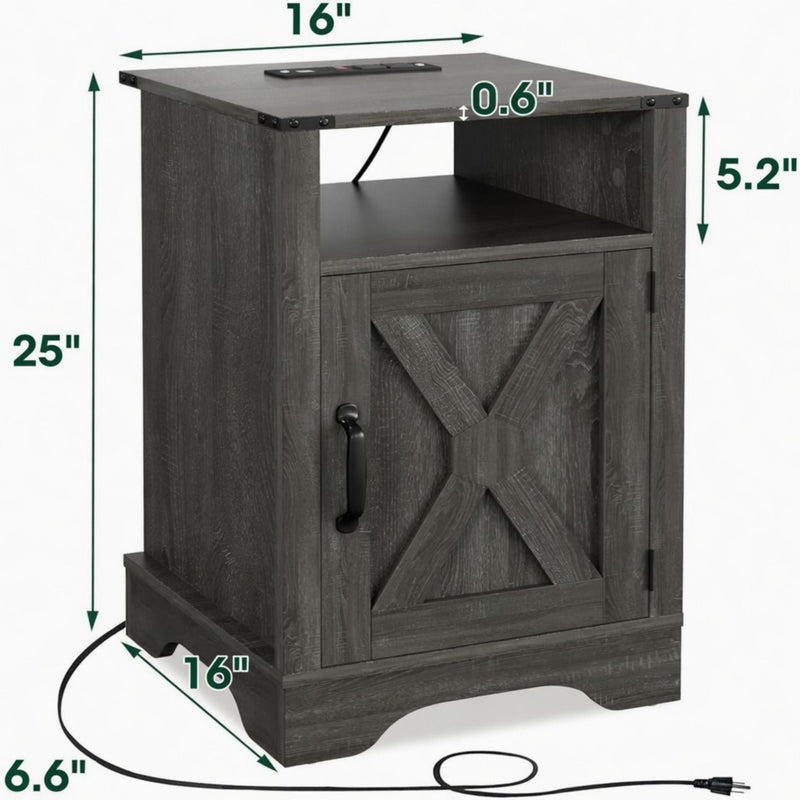 Farmhouse Nightstand, Charging Station & Storage by HouseOfZazla