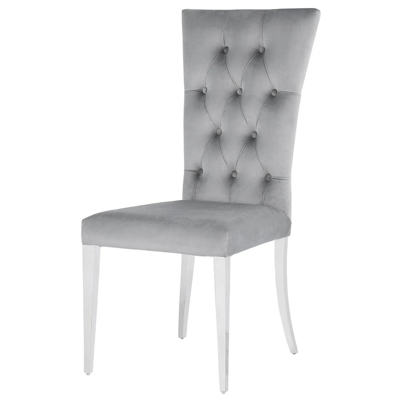 Kerwin Velvet Upholstered Dining Side Chair Grey (Set of 2) by Unique Piece Furniture