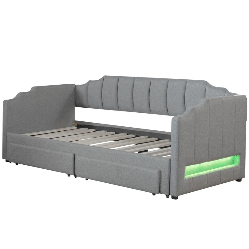 Extendable Daybed With LED Light And 2 Storage Drawers by HouseOfZazla