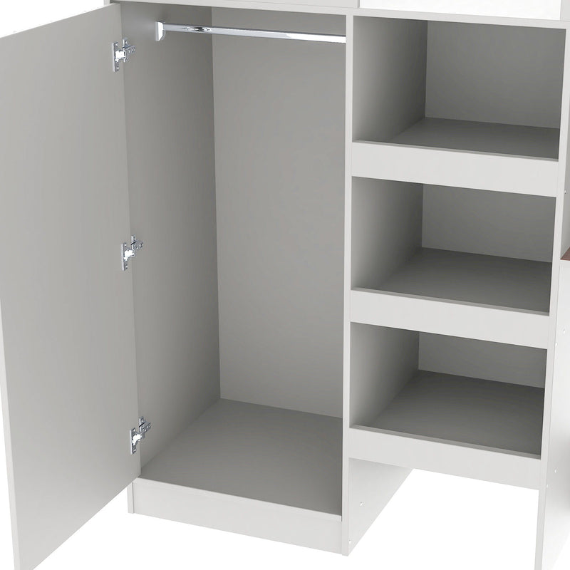 Loft Bed With Built In Wardrobe, Desk, Shelves, And Drawers