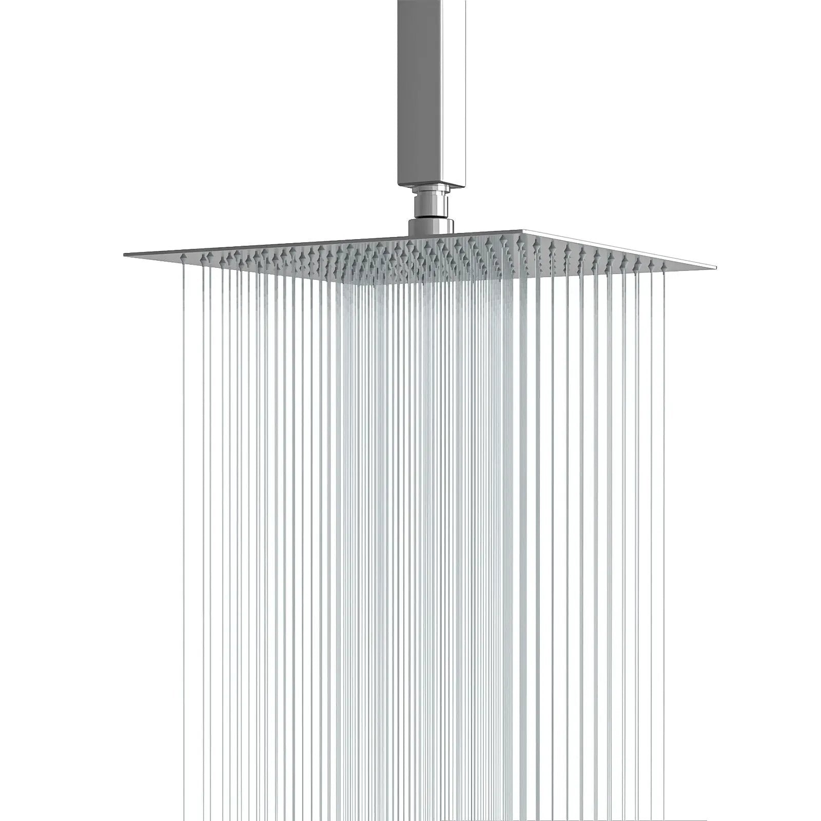 16" Square Rainfall Shower Head Fixed Wall Mount With Full Body Coverage & Self Cleaning Silicone Nozzles by HouseOfZazla