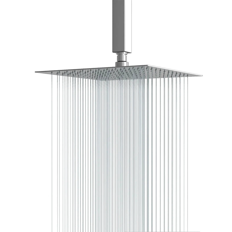 16" Square Rainfall Shower Head Fixed Wall Mount With Full Body Coverage & Self Cleaning Silicone Nozzles by HouseOfZazla