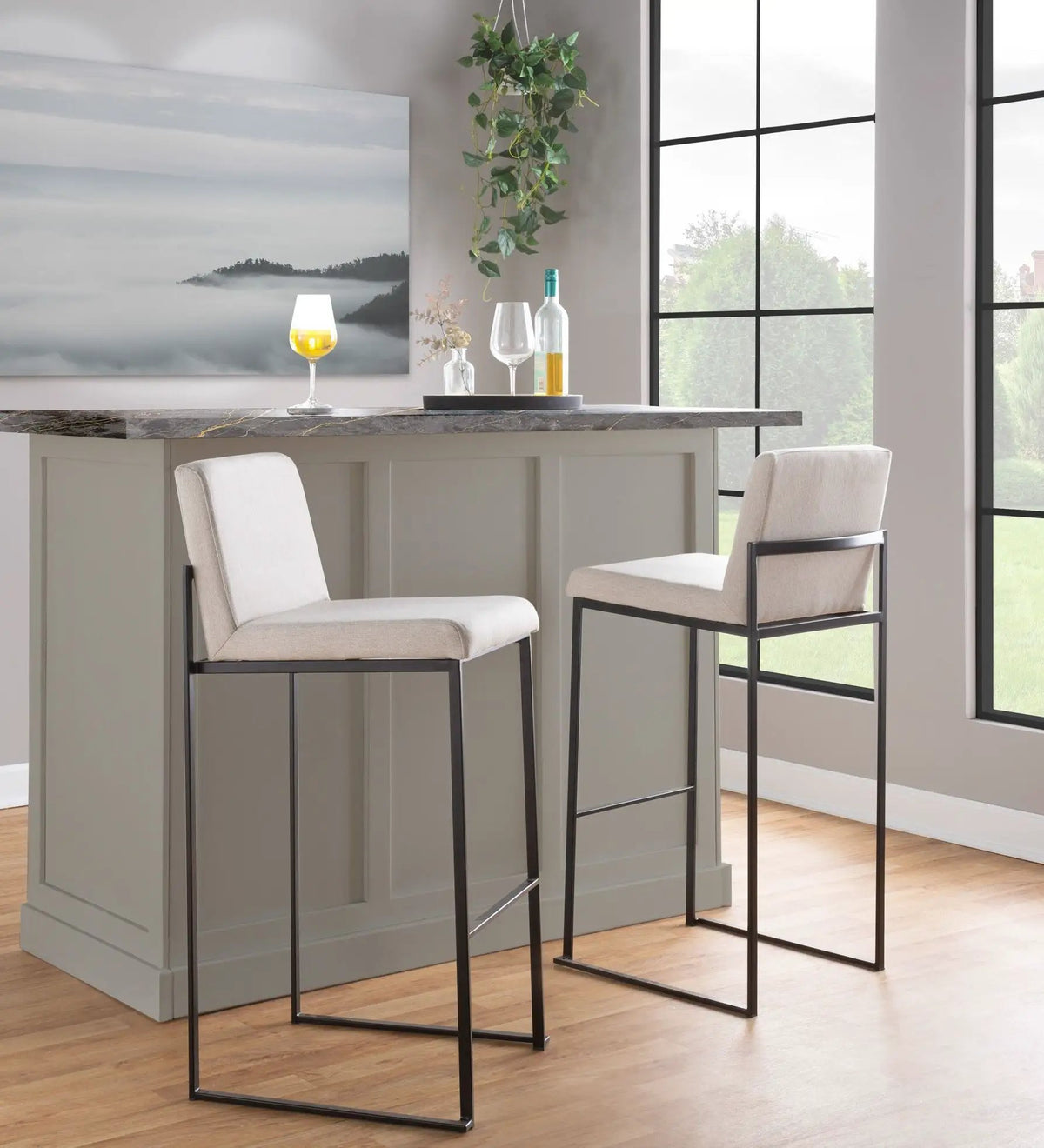 Fuji - Contemporary High Back Barstool Elegant Design by HouseOfZazla