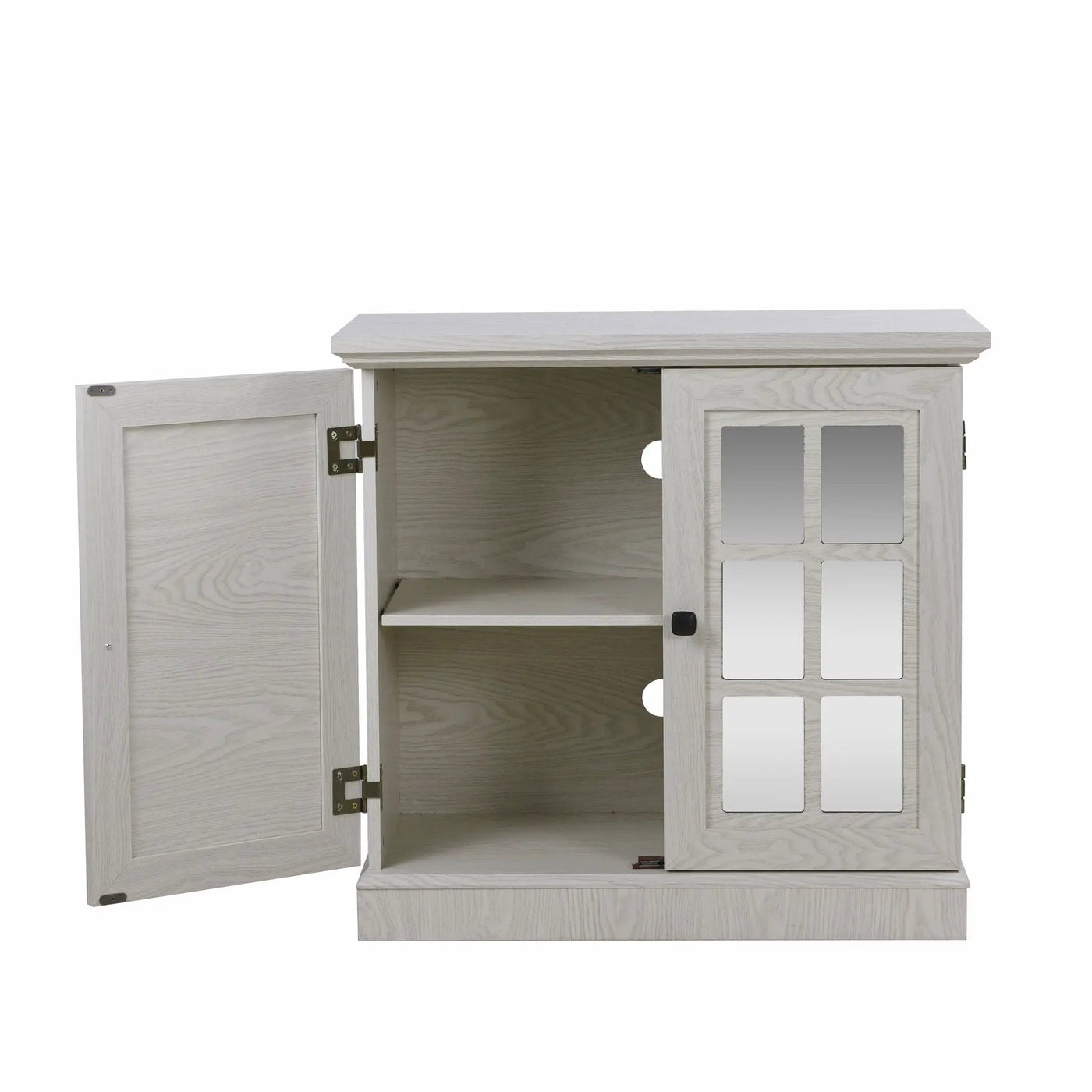 Sideboard Cabinet With Mirrored Doors, Adjustable Shelf, Metal Handles by HouseOfZazla