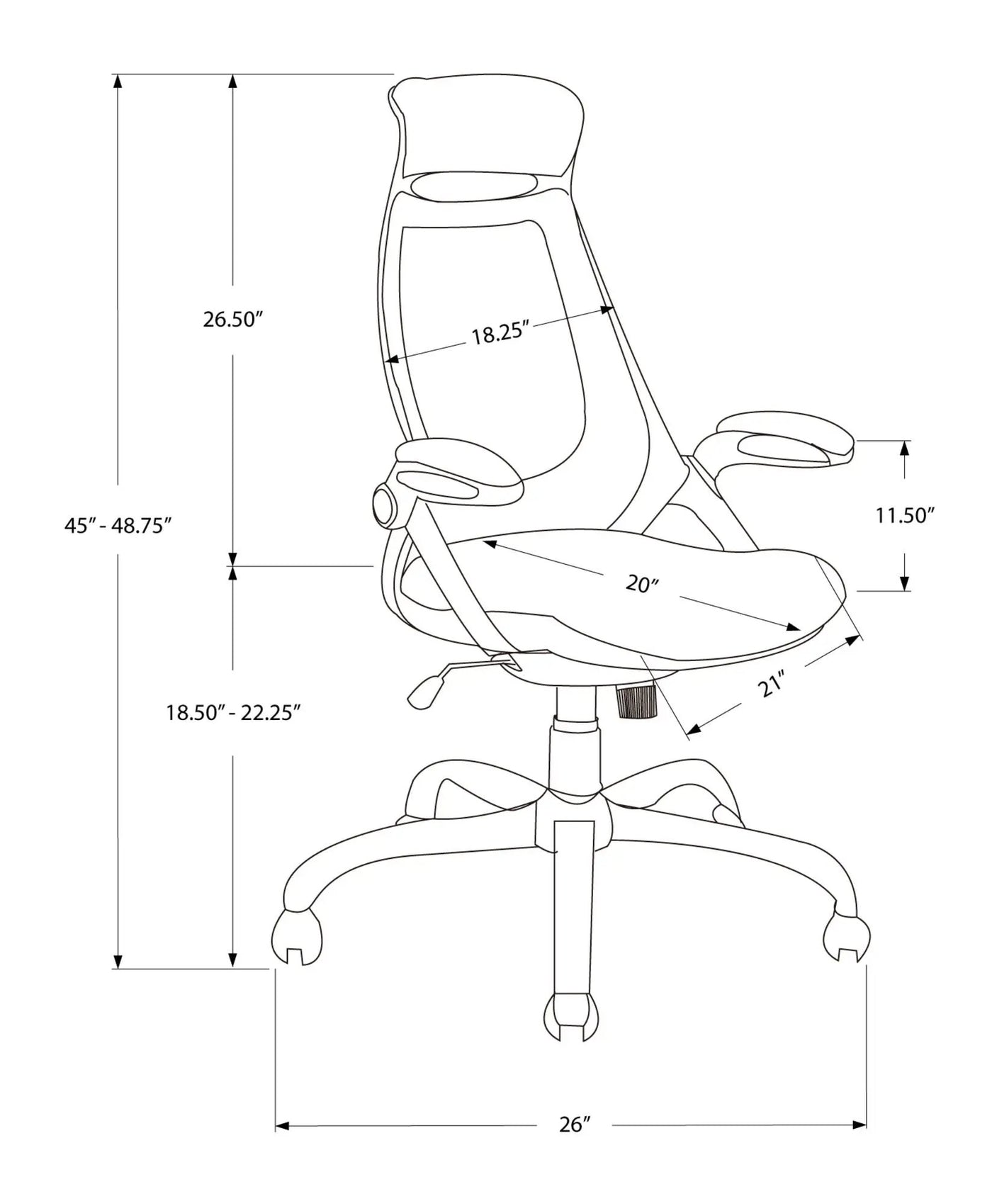 Office Chair, Adjustable Height, Swivel, Ergonomic, Armrests, Contemporary & Modern by HouseOfZazla