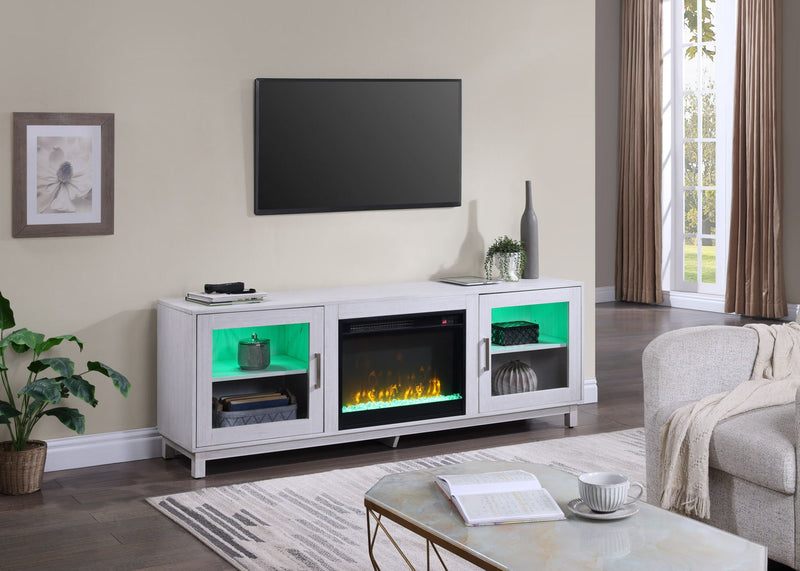 Summit - TV Stand Console With Fireplace - White Walnut Finish, photo 4 of 7