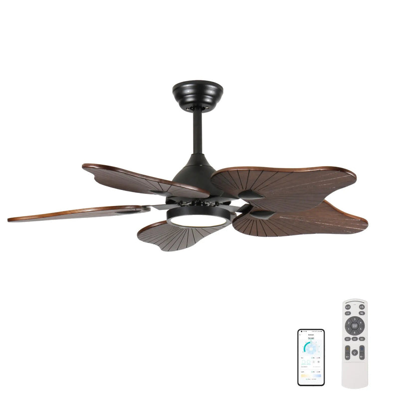 44-Inch Ceiling Fan with Light, 5 Solid Wood Blades, DC Motor by HouseOfZazla