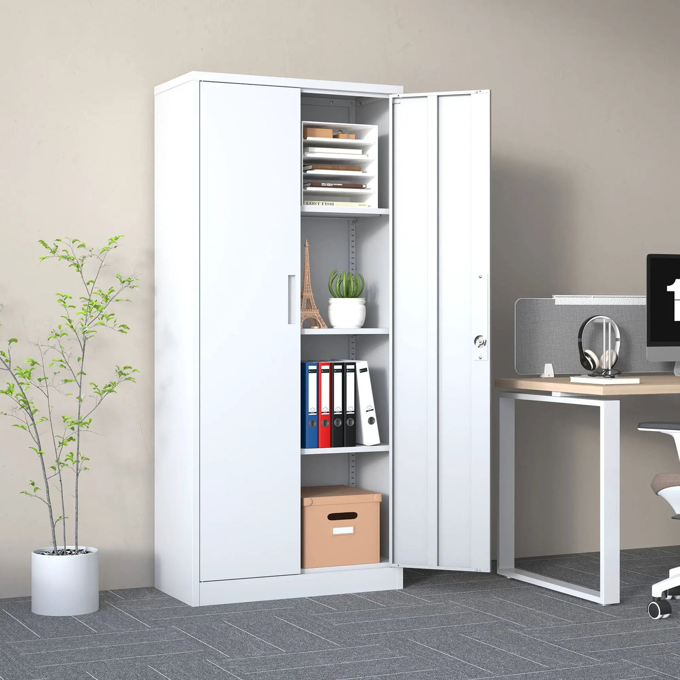 Heavy Metal Garage Storage Cabinet With Locking Doors, Steel, Adjustable Shelves by HouseOfZazla