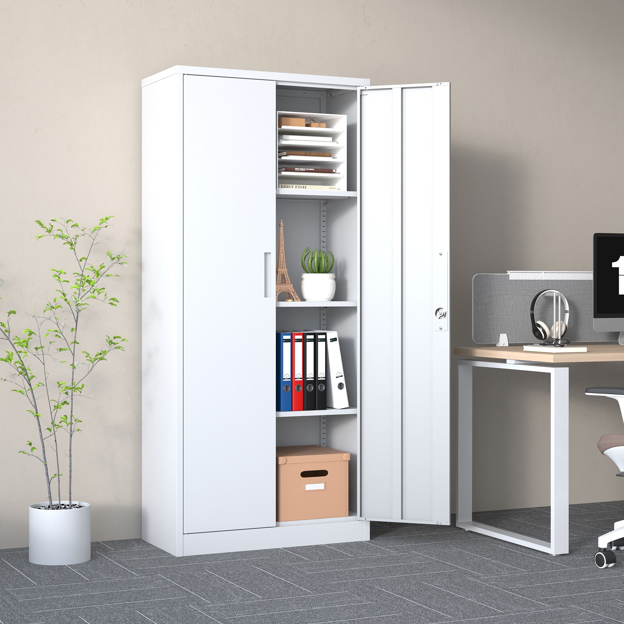 Heavy Metal Garage Storage Cabinet With Locking Doors, Steel, Adjustable Shelves by HouseOfZazla