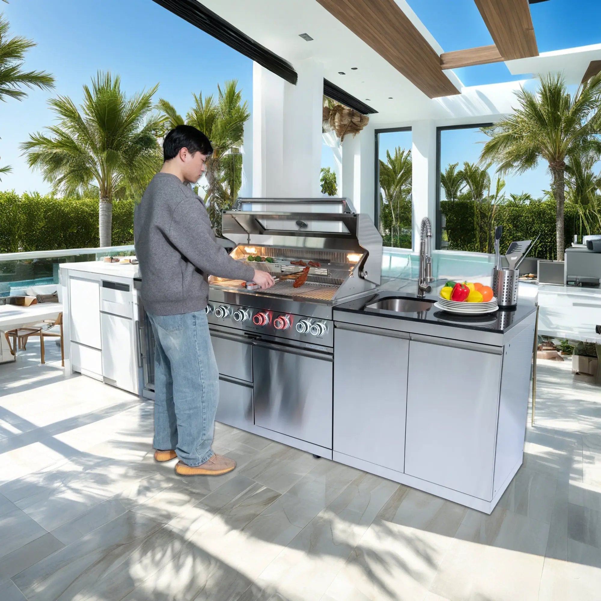 S00005 43-Inch 6-Burner Deluxe Outdoor Kitchen Grill by HouseOfZazla