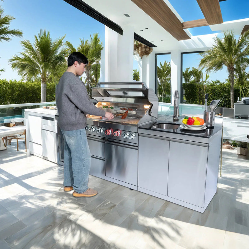 DIY 43-Inch 6-Burner Deluxe Stainless Steel Gas Outdoor Kitchen Grill by HouseOfZazla