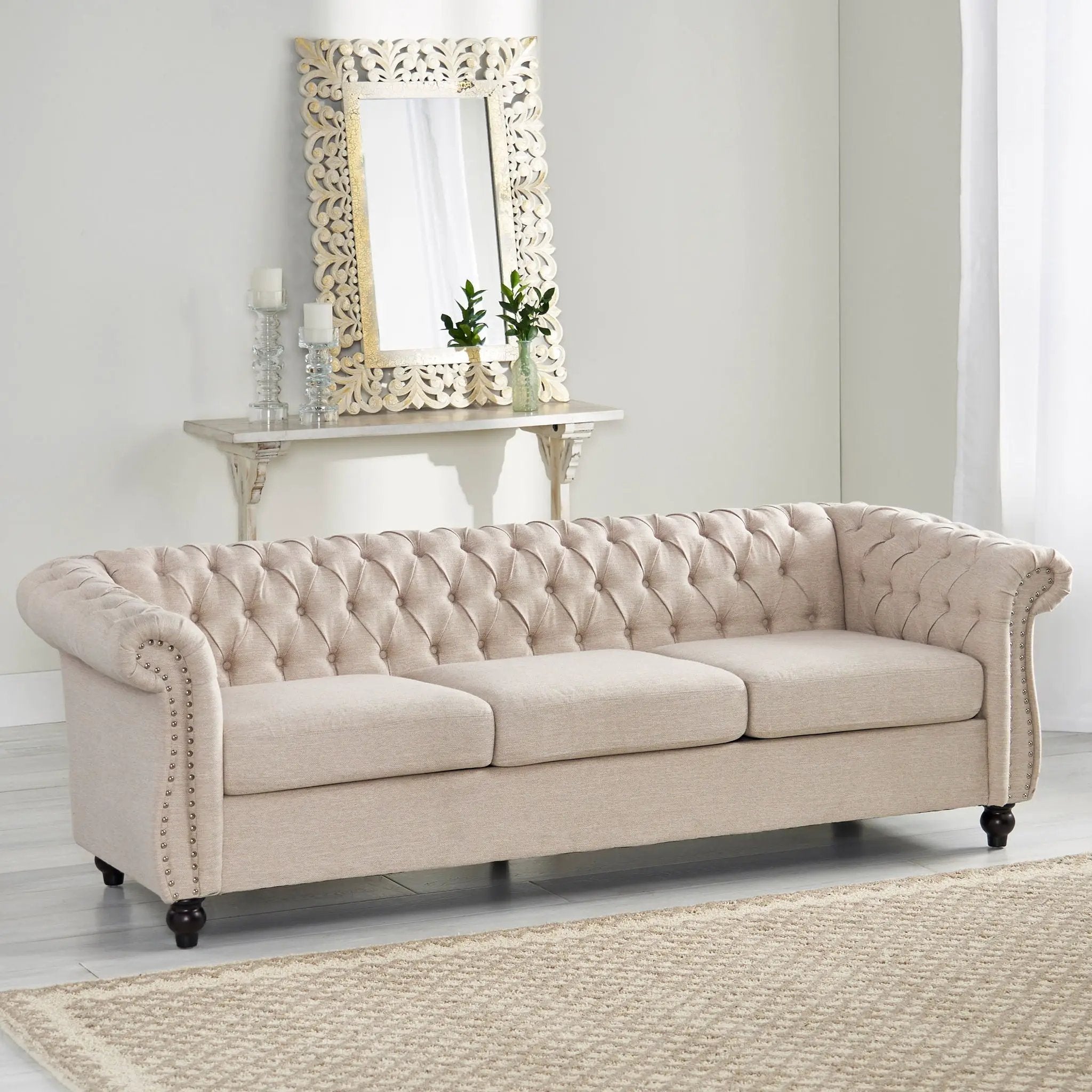 Chesterfield Style 3 Seater Sofa With Deep Button Tufting by HouseOfZazla