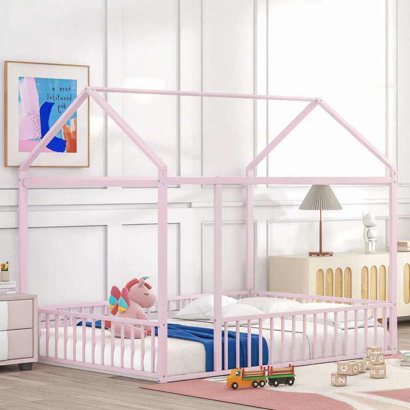 Metal Bed House Bed Frame With Fence by Unique Piece Furniture