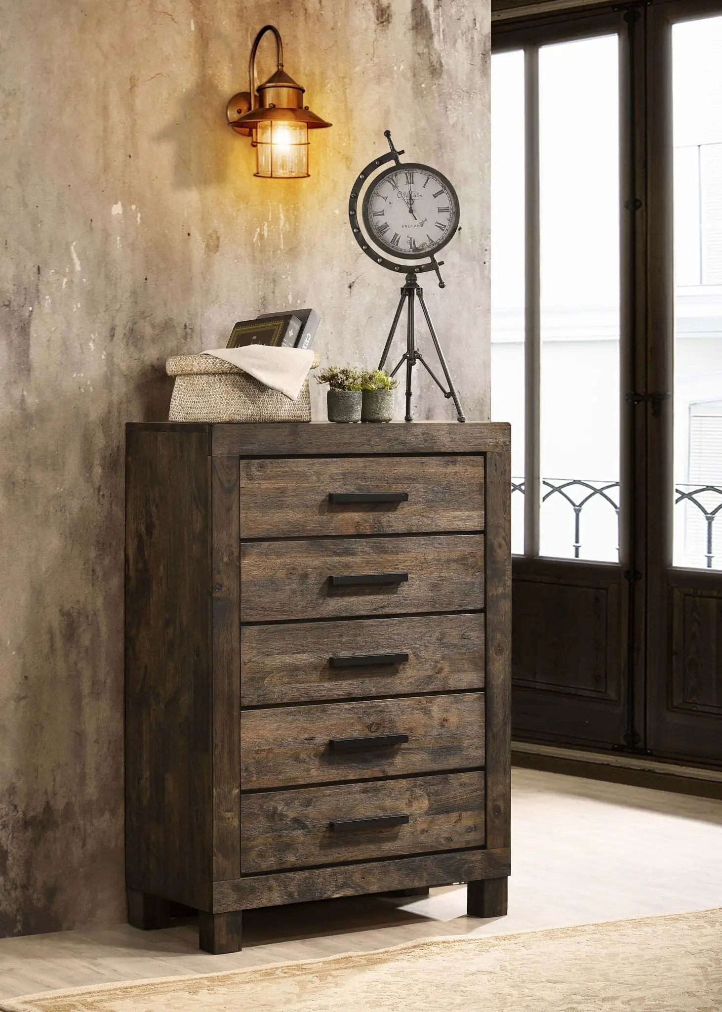 Woodmont 5-drawer Bedroom Chest Rustic Golden Brown by Unique Piece Furniture