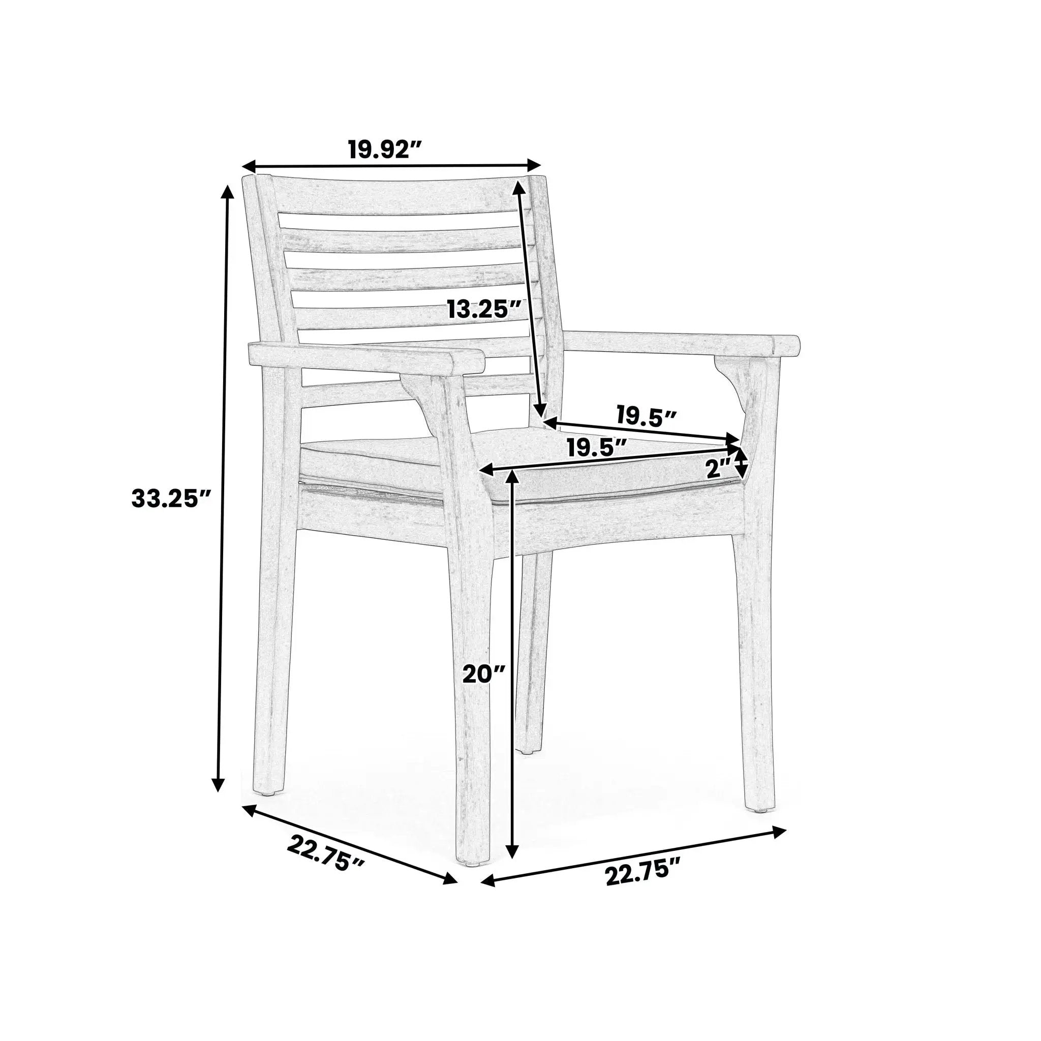 Outdoor Dining Chair With Slat Back And Acacia Wood Frame (Set of 2) - Gray / Teak by HouseOfZazla