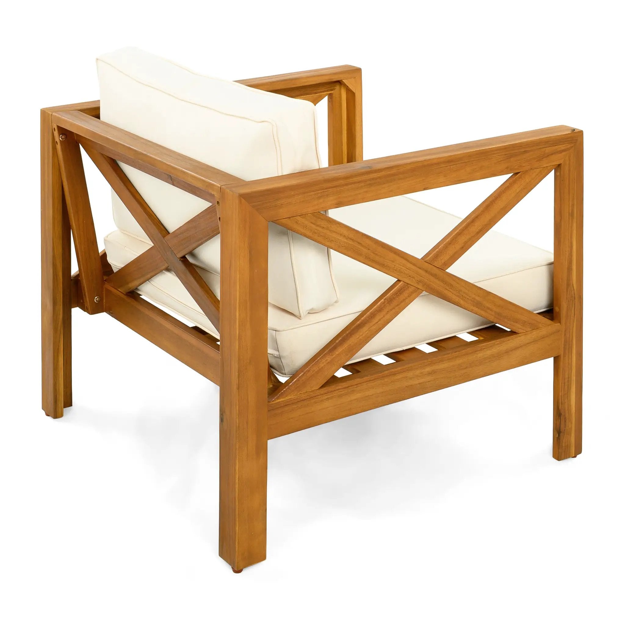 Patio Conversation Set with Foldable Acacia Wood Side Table and Cushions by HouseOfZazla