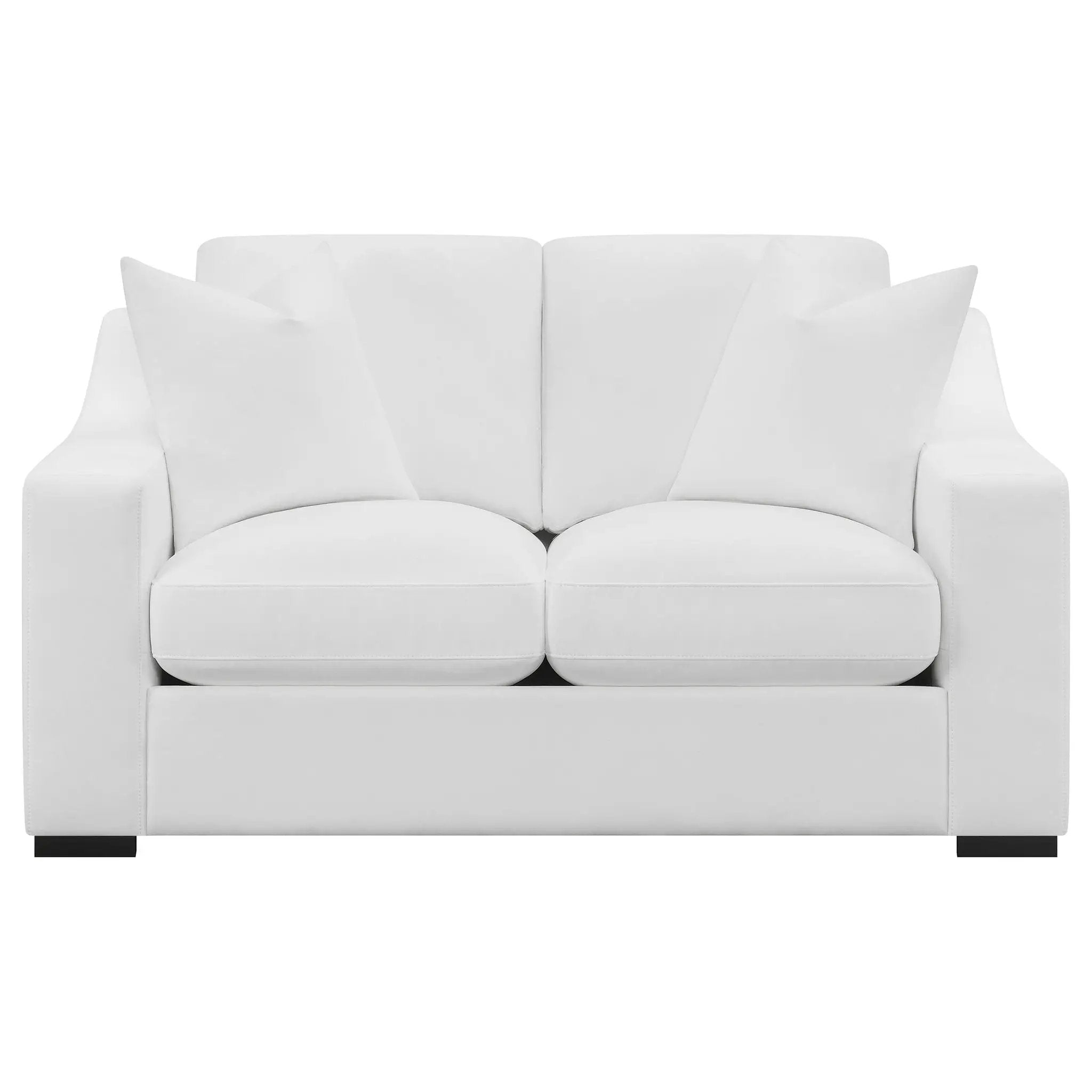 Ashlyn Upholstered Sloped Arm Loveseat White by Unique Piece Furniture