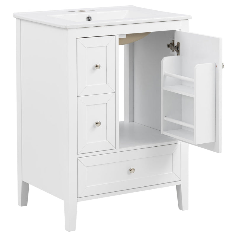 Modern Bathroom Vanity With Sink, Soft Close Drawers & Door, Storage Rack by HouseOfZazla