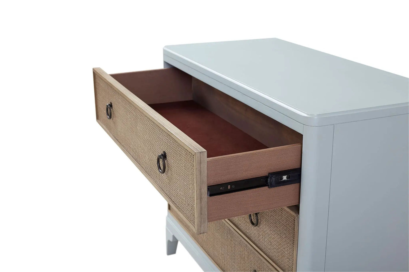 Panel Bedroom Set With 3 Drawer Nightstand, Casual Dresser, Cane Mirror, 3 Drawer Cane Front Chest And Bench by HouseOfZazla