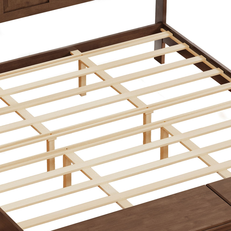 Sleigh Bed Frame With Tall Headboard And Storage Bench by HouseOfZazla