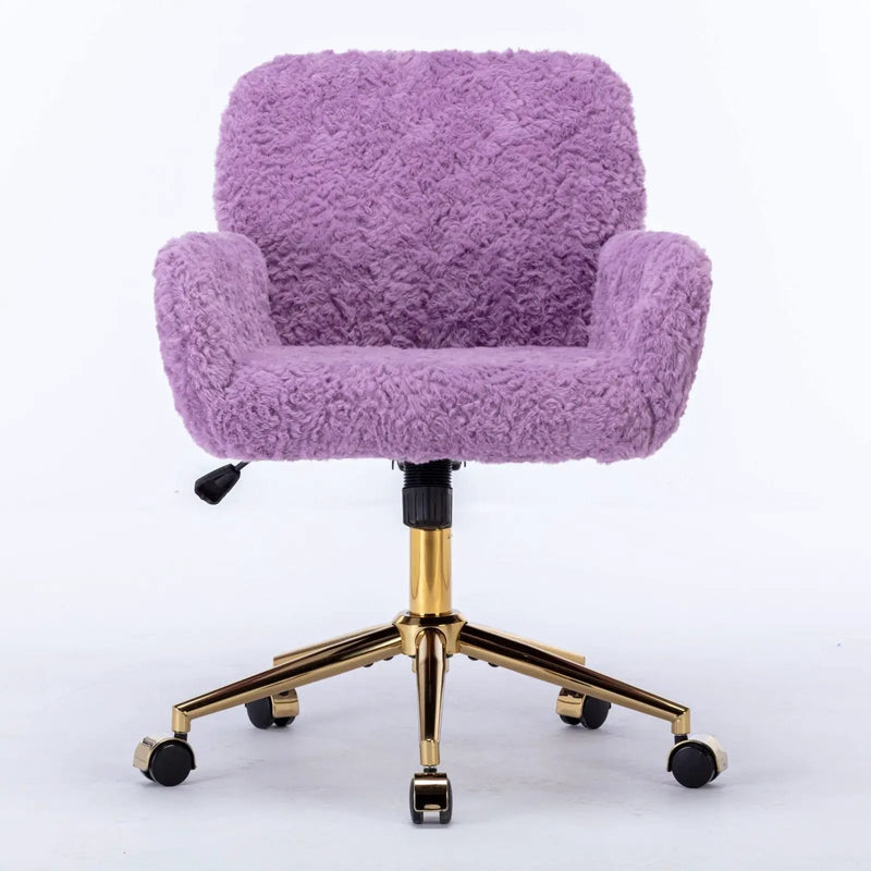Office Chair, Artificial Rabbit Hair Home Office Chair With Metal Base, Adjustable Desk Chair Swivel Office Chair, Vanity Chair by Unique Piece Furniture