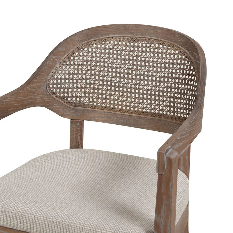 Americana - Mid-Century Modern Cane Back Dining Chair Textured Weave - Taupe Beige by Unique Piece Furniture