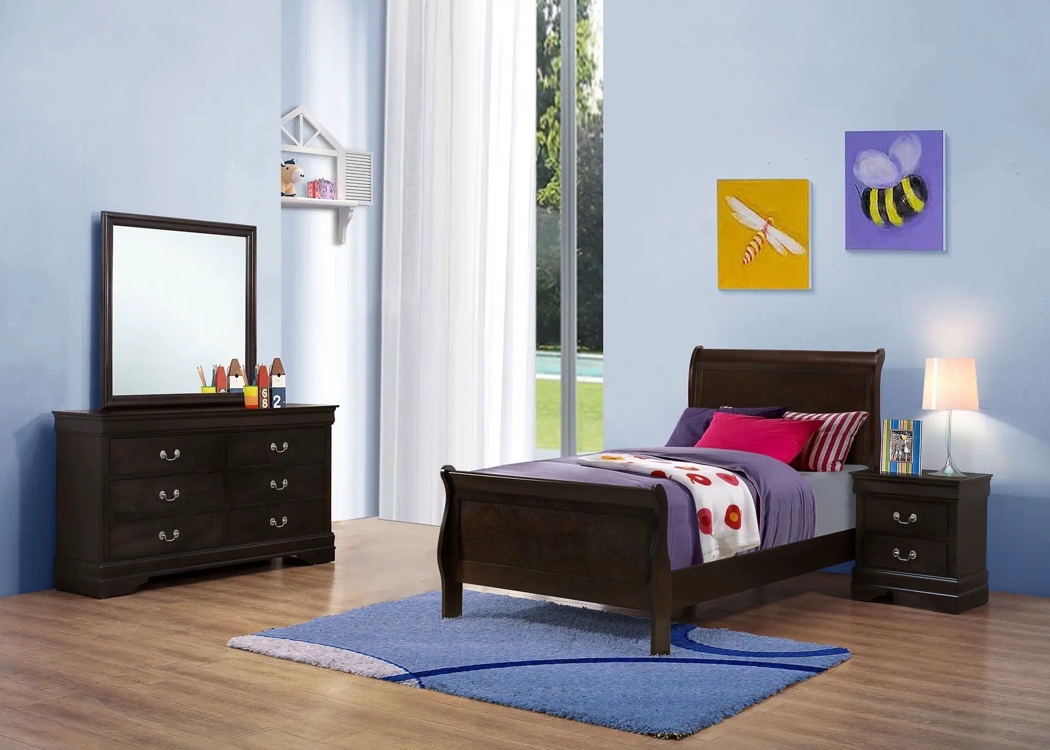 Louis Philippe 4-piece Twin Bedroom Set Cappuccino by Unique Piece Furniture
