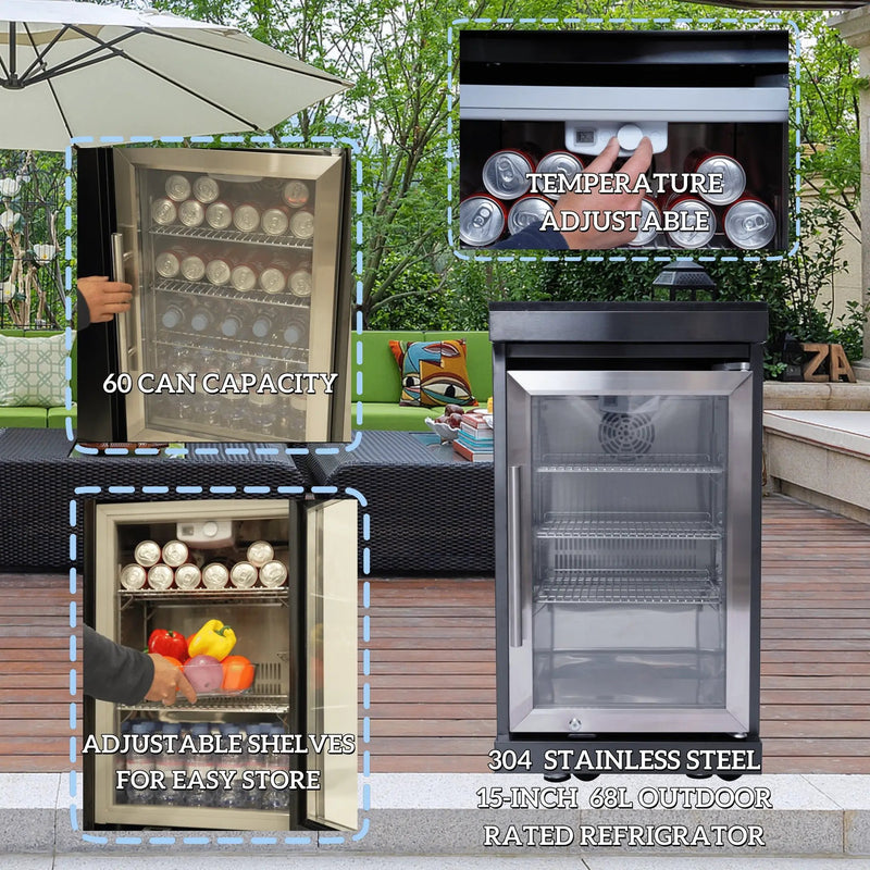 65" 4-Burner 72,000 BTU Black Outdoor Kitchen Island Grill + Wine Cooler + Rotisserie Kit by Chery Industrial