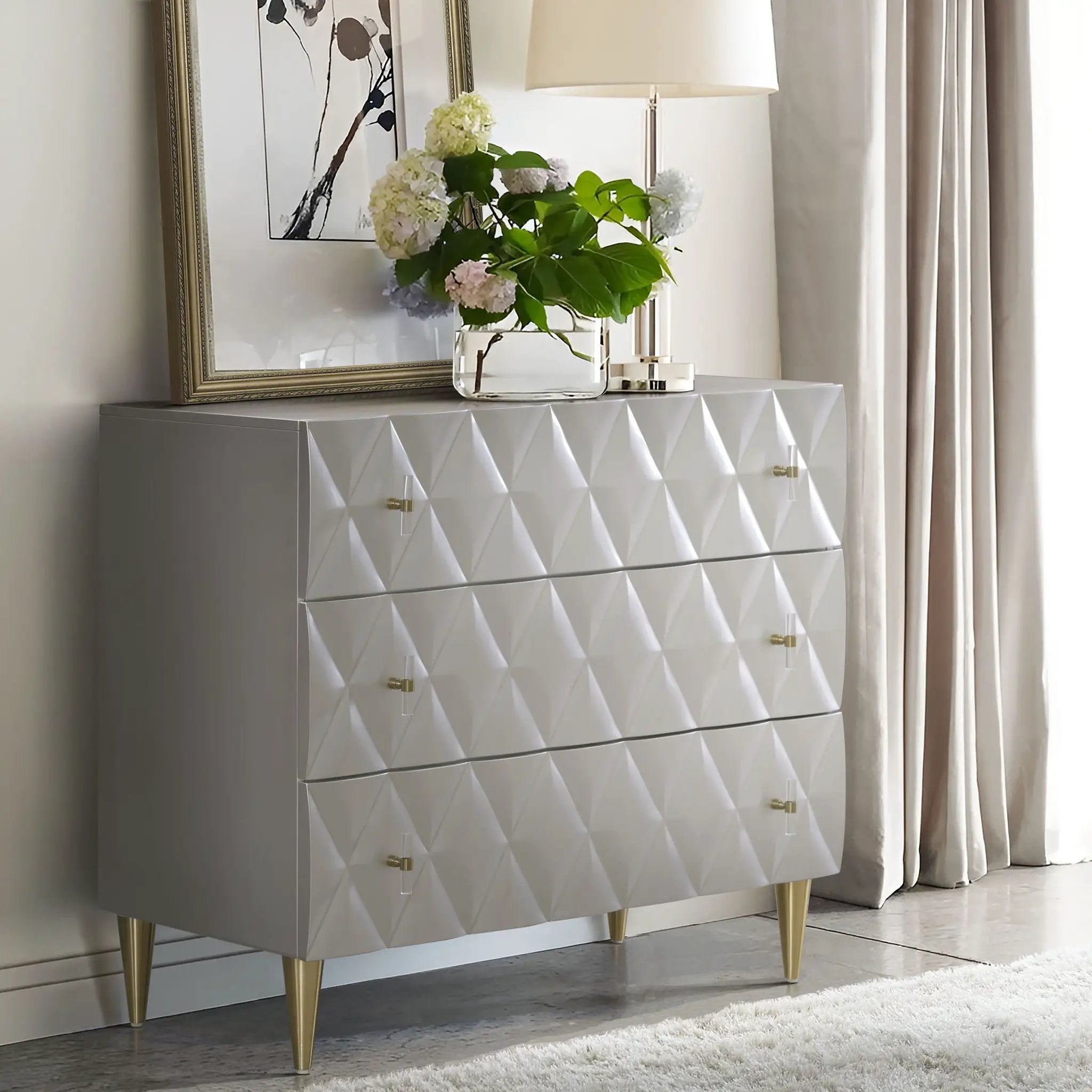 Anson Console Cabinet - Silver / Champagne by HouseOfZazla
