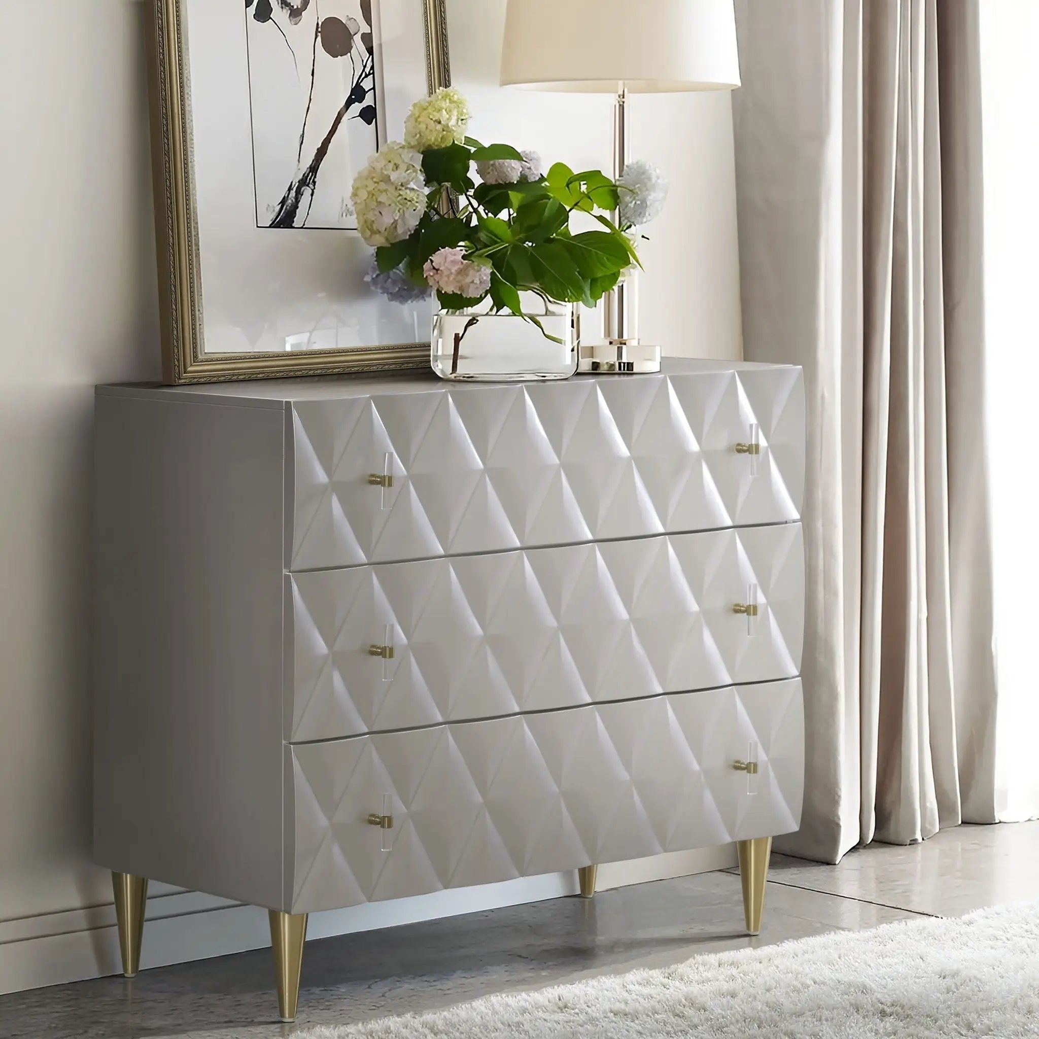 Anson Console Cabinet - Silver / Champagne by HouseOfZazla