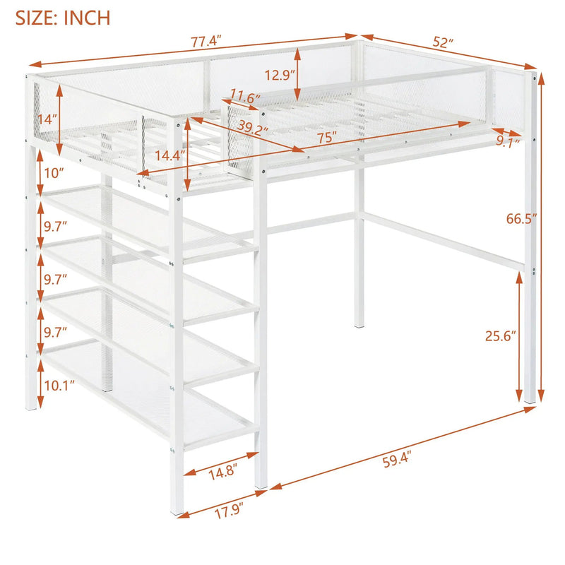 Loft Bed With 4 Tier Shelves And Storage by HouseOfZazla