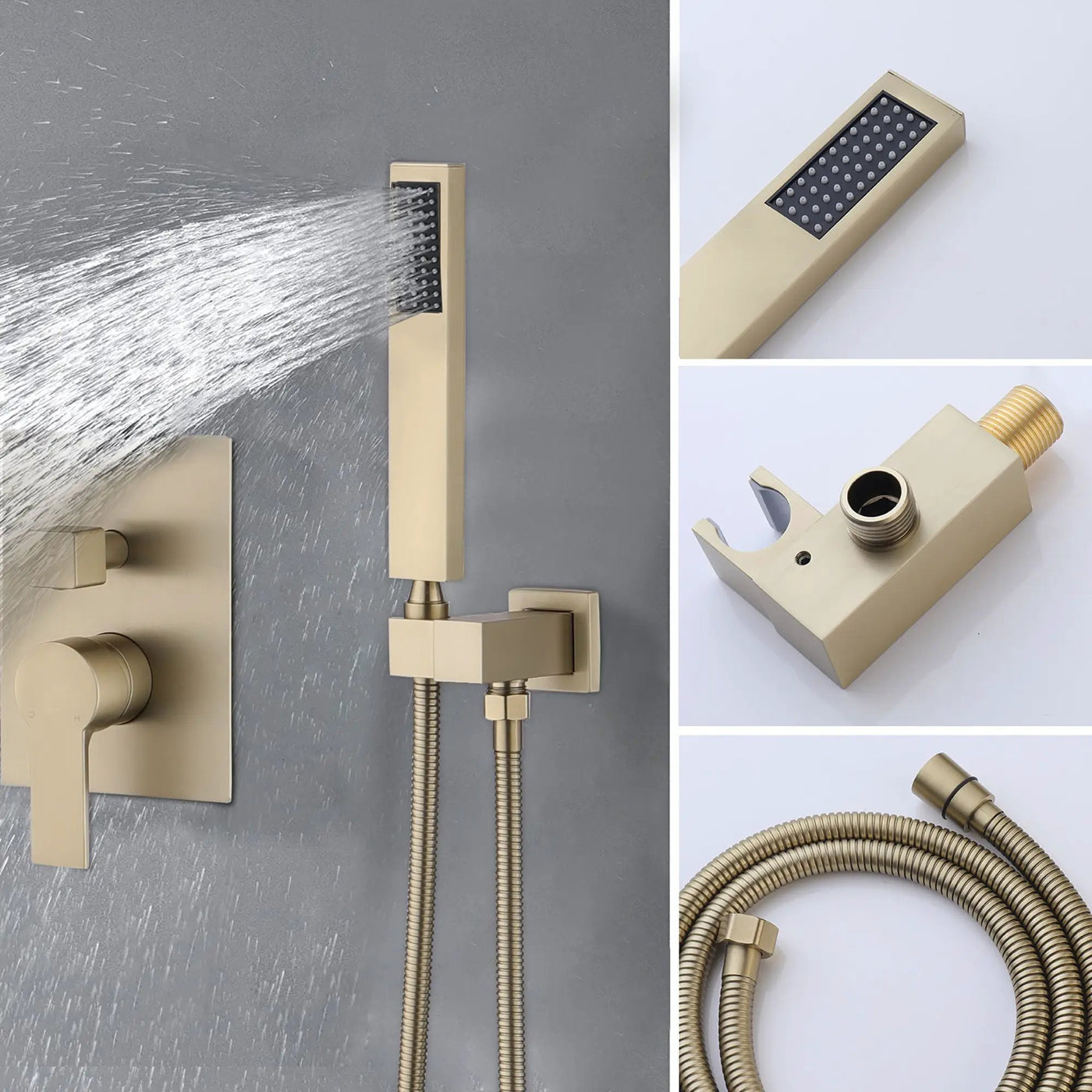 Contemporary Shower System With 12" Rainfall Head And Handheld Spray, Wall Mounted by HouseOfZazla