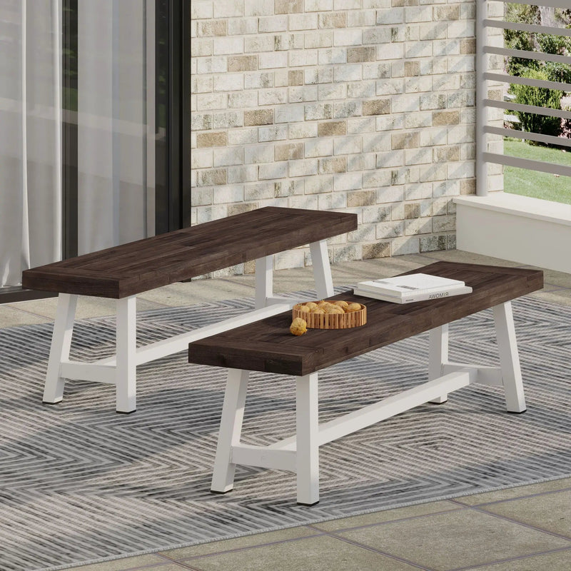 Tranquilizer Outdoor Acacia Wood Bench With Slat Panel Design by HouseOfZazla