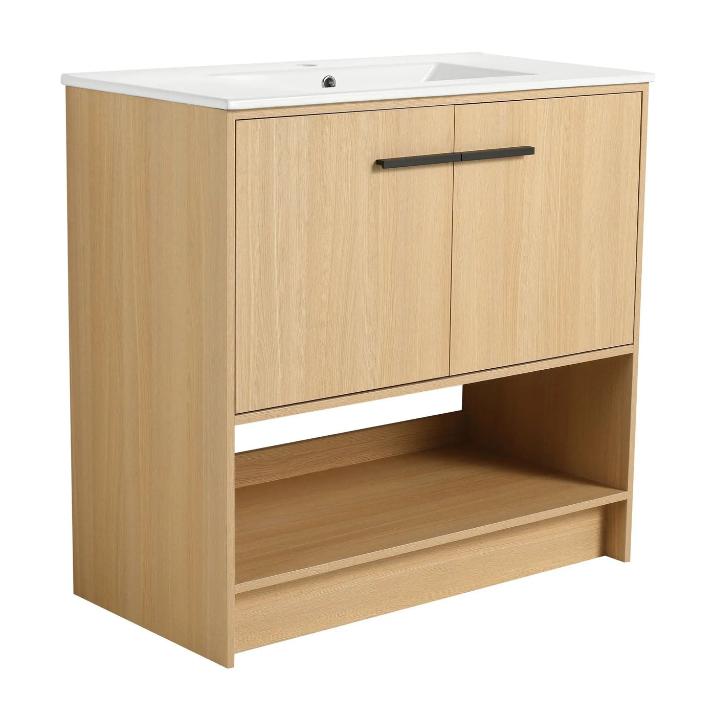 Modern Bathroom Vanity With Ceramic Sink, Freestanding Cabinet, Soft Closing Doors by HouseOfZazla