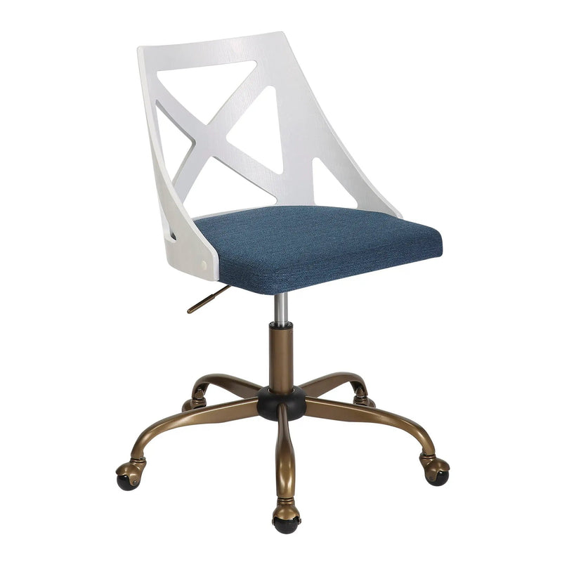 Charlotte - Farmhouse Task Chair - Antique Copper / White / Blue by Unique Piece Furniture