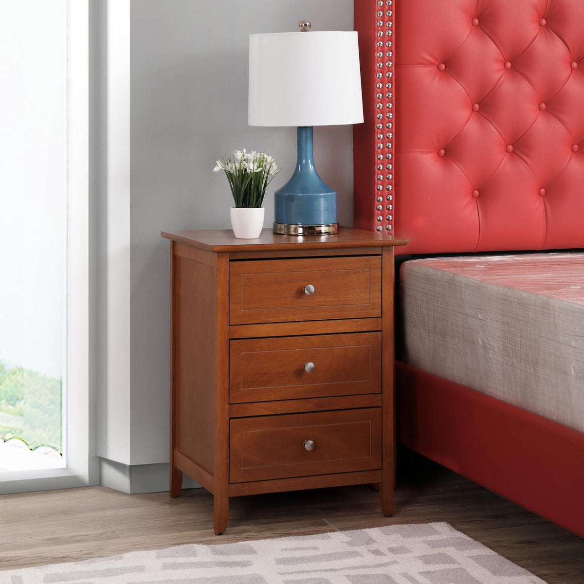 3 Drawer Nightstand with Real Wood Veneers - Multiple Colors, photo 9 of 32