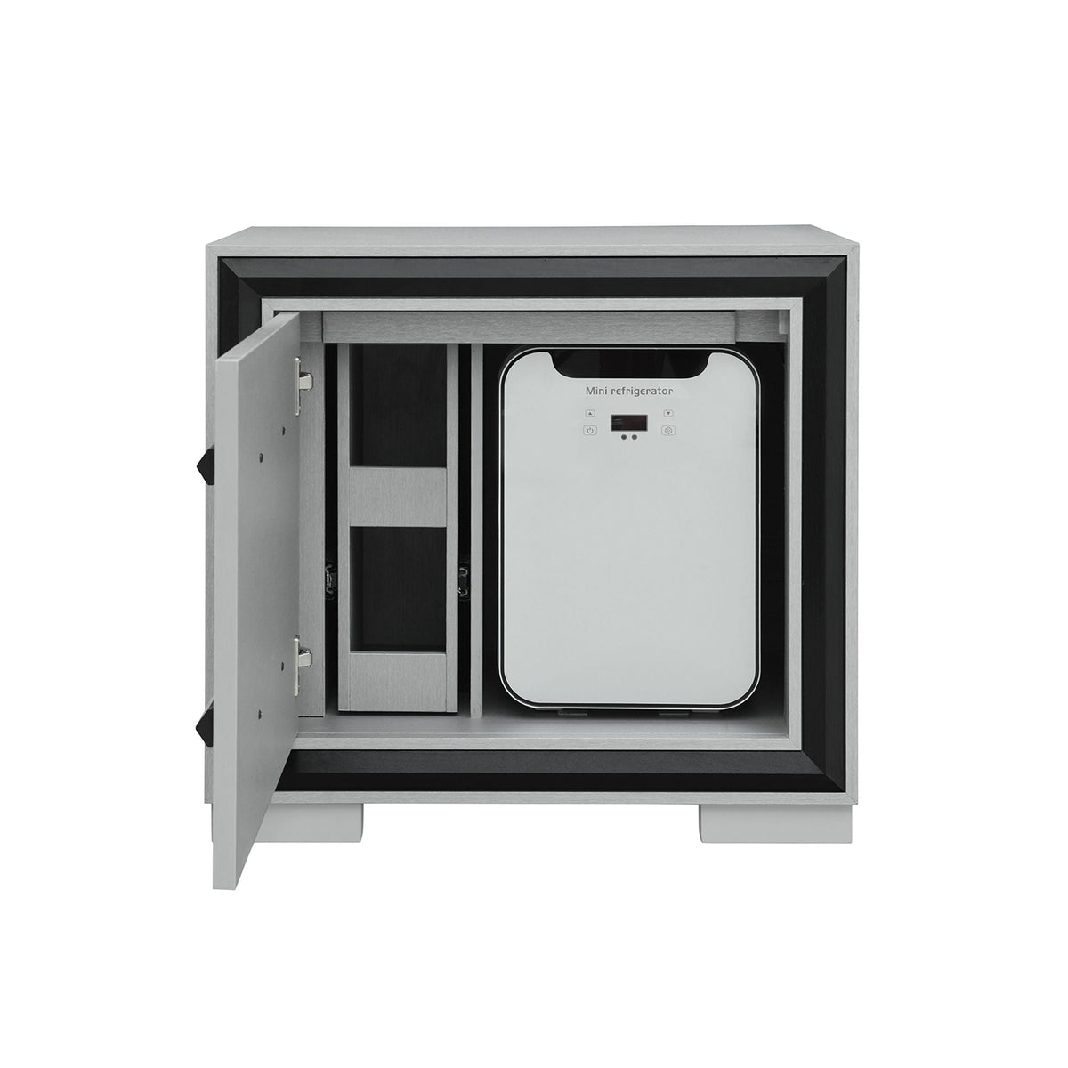 Nightstand with Cooler and Speaker - Gray/Black, Solid Wood