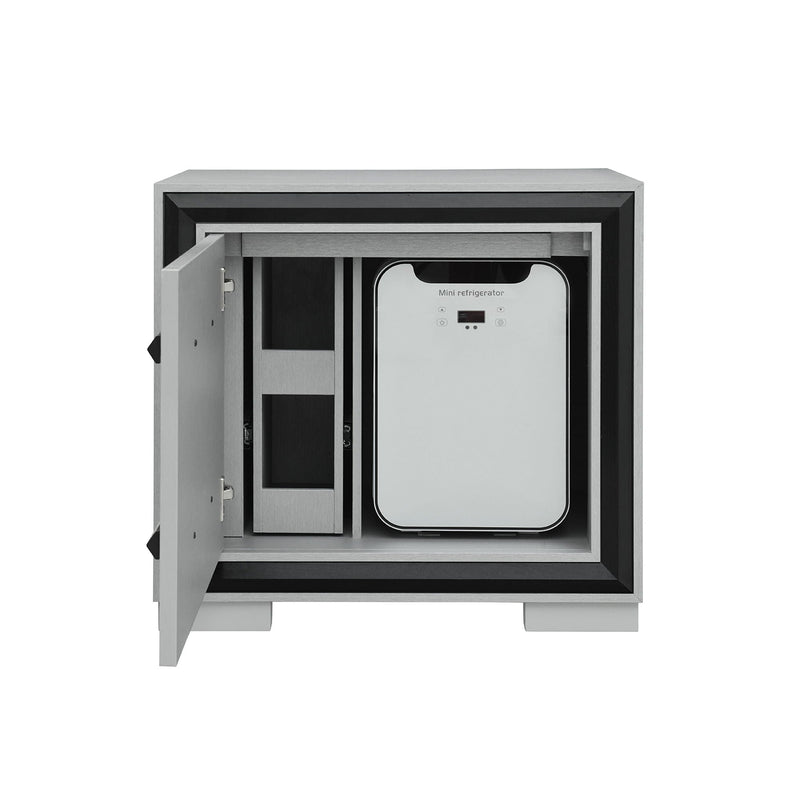Nightstand with Cooler and Speaker - Gray/Black, Solid Wood