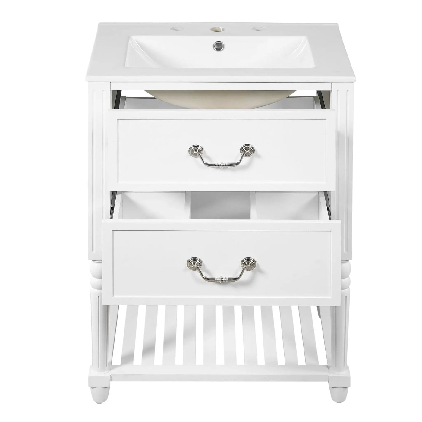 Wave Design Bathroom Vanity With Sink, 2 Drawers And Open Shelf by HouseOfZazla