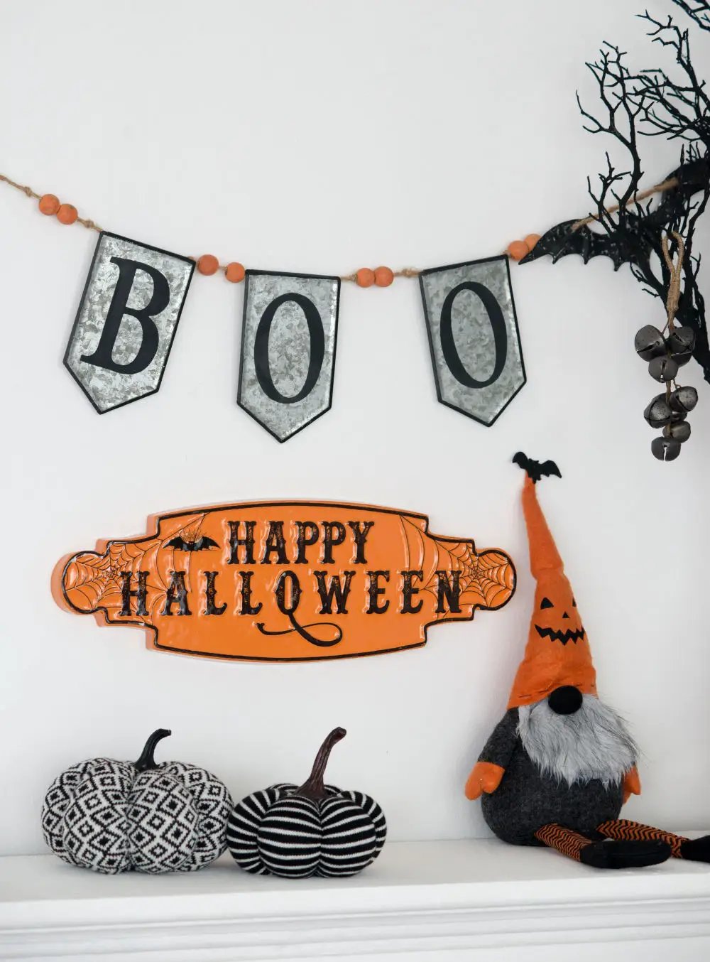 Iron Boo Banner With Bats, For Halloween Holiday Decor - Black / Gray / Orange by Unique Piece Furniture